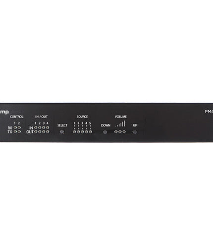 Biamp PM4100 - Half-rack stereo preamplifier/mixer with 4 stereo inputs.