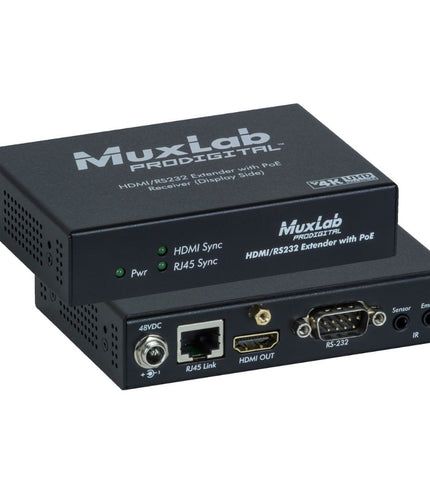 Muxlab - HDMI / RS232 Receiver with PoE, HDBT, UHD-4K