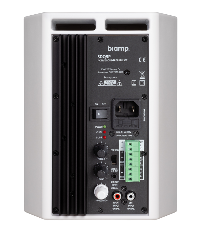 Biamp SDQ5P - Stereo loudspeaker set with 1 active and 1 passive loudspeaker, 2 x 30W