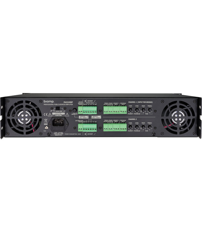 Biamp/Commercial PA2240BP Audio Power Amplifier  2-ch 100 volt  2 x 240 watts