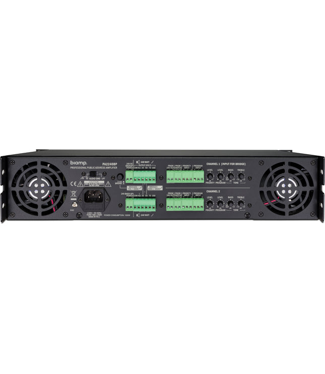 Biamp/Commercial PA2240BP Audio Power Amplifier 2-ch 100 volt  2 x 240 watts