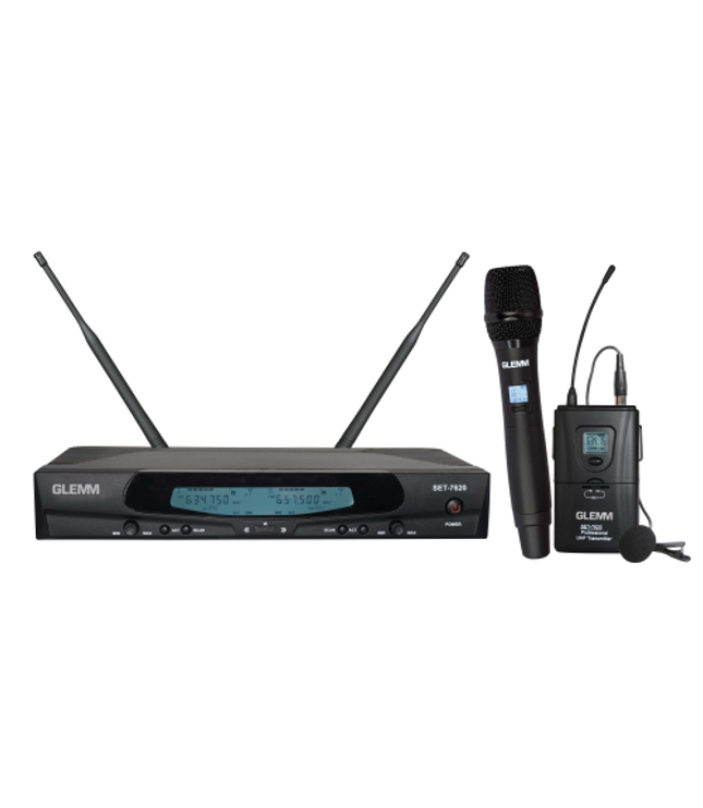 GLEMM SET 7620PL |Dual UHF handheld radio microphone + bodypack with lavalier